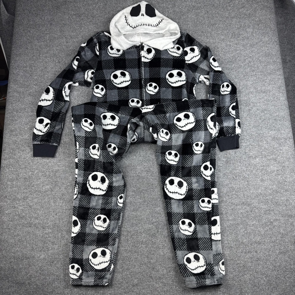 Disney Jack Skellington Nightmare Before Xmas Onepiece Pajamas Juniors XL Fleece - Picture 1 of 9